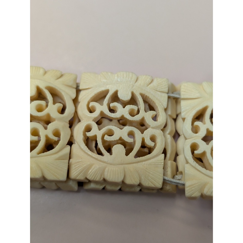 Vintage Chinese Handcarved Fish bone Chinese fortune bracelets As Is Lot Of 5 - Picture 2 of 6